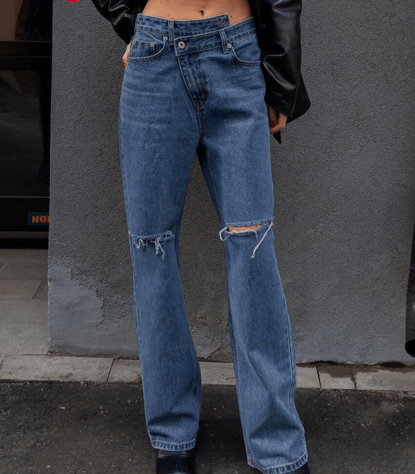Vaqueros vintage asimétricos para mujeres