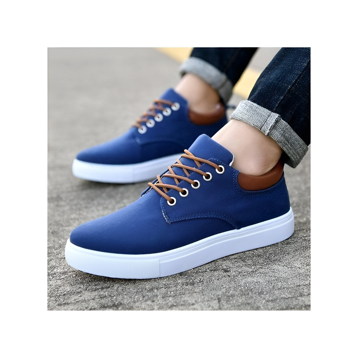 Andningsbara canvas-sneakers för herrar