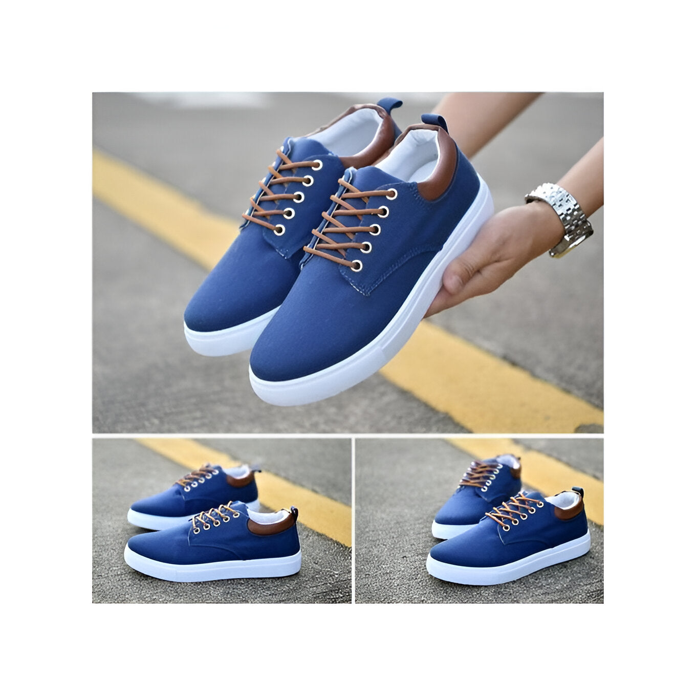 Andningsbara canvas-sneakers för herrar