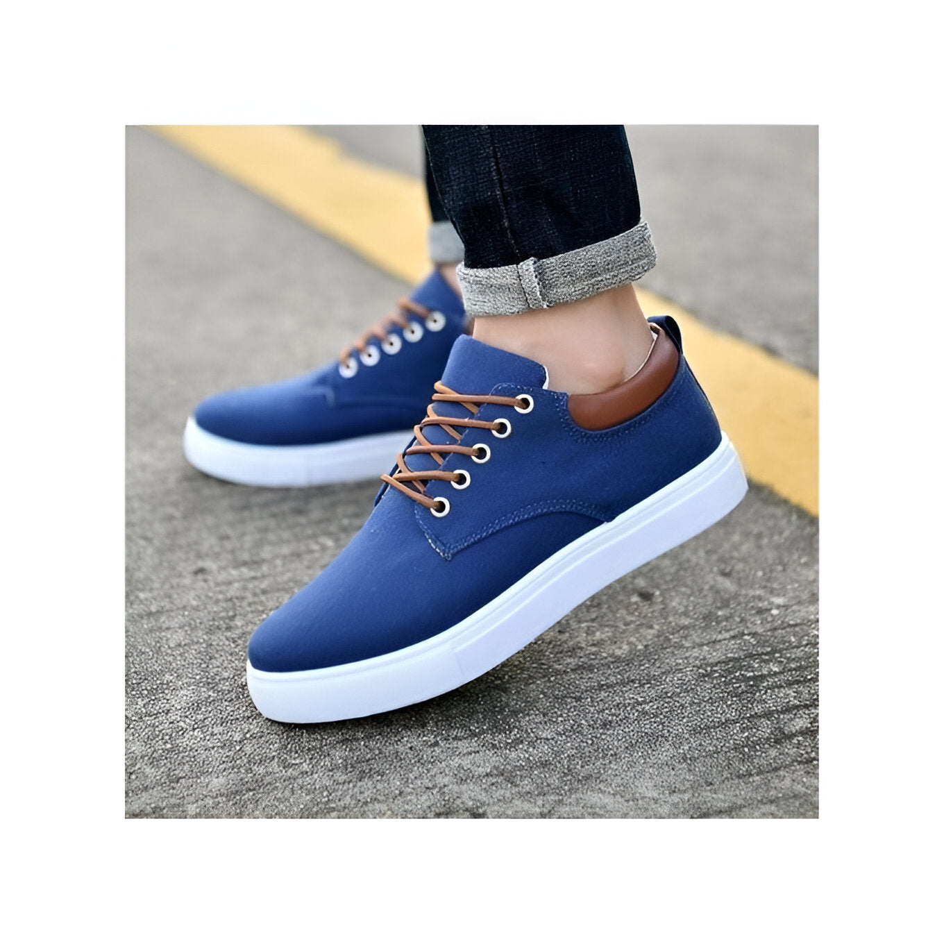 Andningsbara canvas-sneakers för herrar