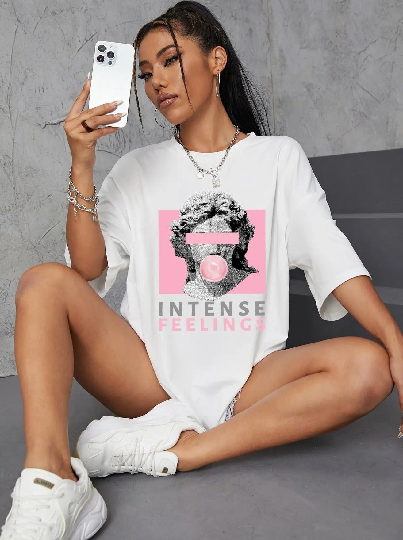 Atmungsaktives Oversize-Baumwollshirt Damen