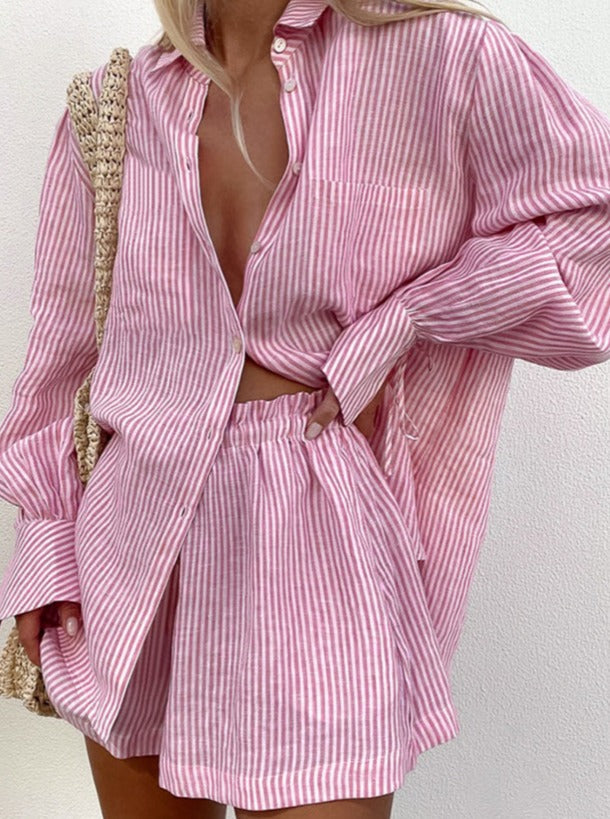 Set di cotone con motivo a righe