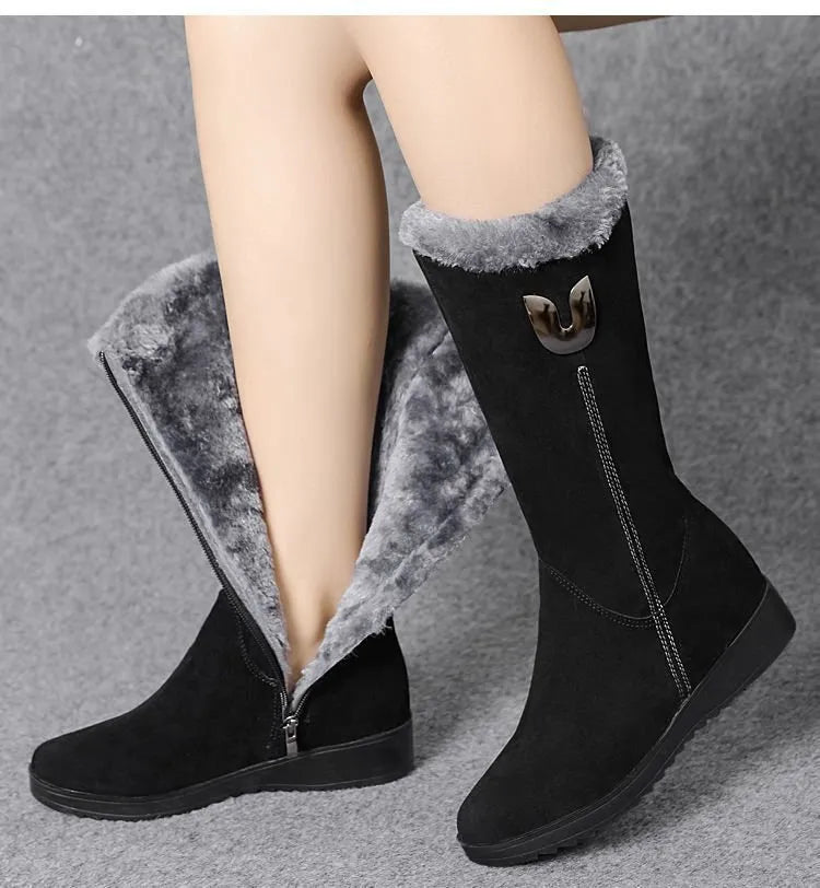 Bequeme Winterstiefel mit Pelzbesatz