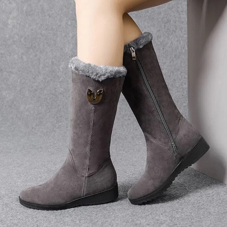 Bequeme Winterstiefel mit Pelzbesatz