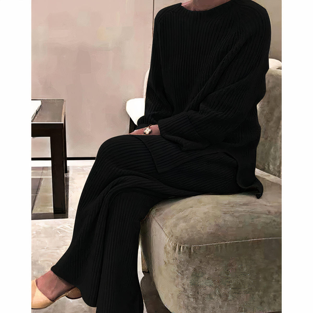 Bequemes Casual Set mit Strickpullover und Hose