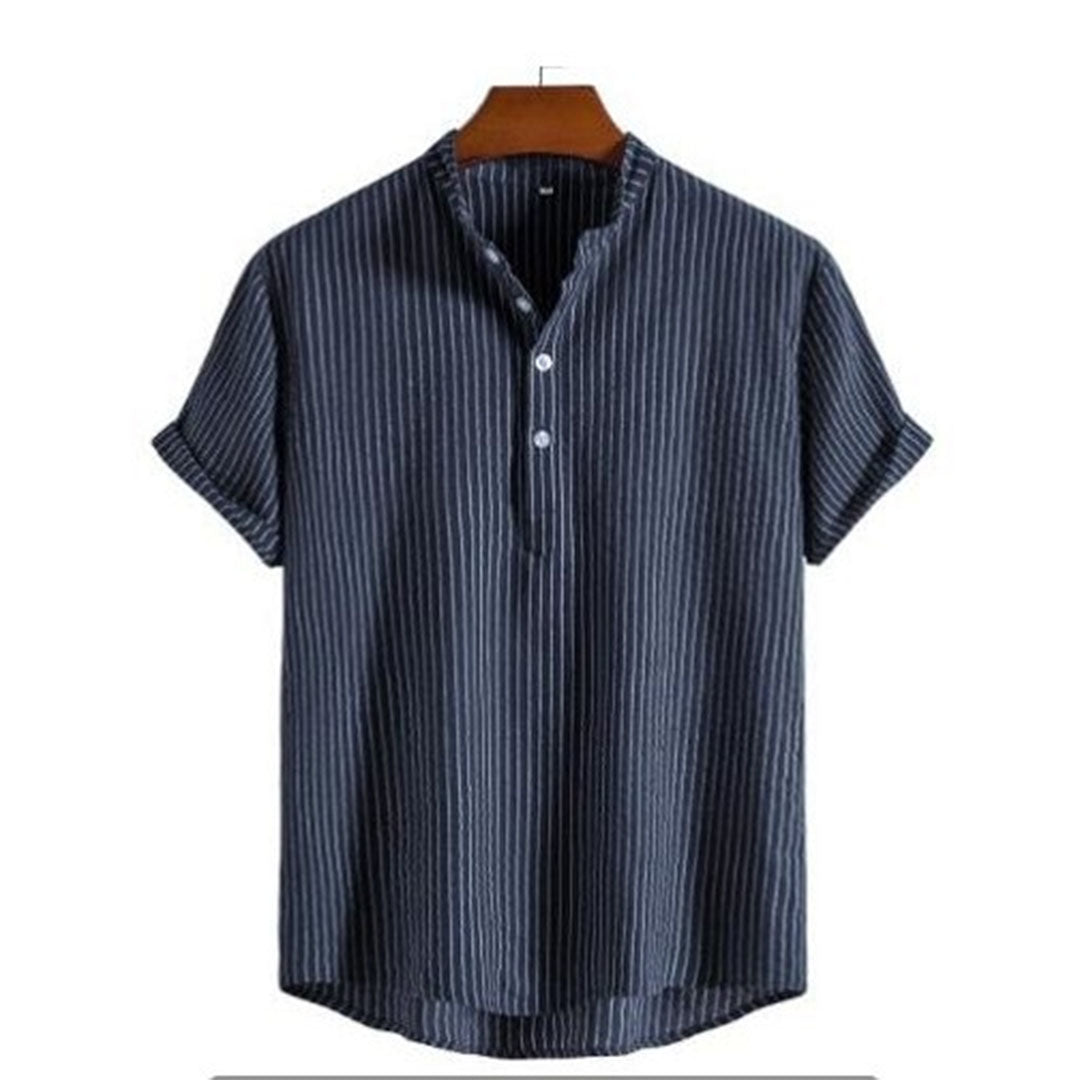 Variant image for Herren Hemd Blau Größe M Polyester Modernes Streifen-Design-1