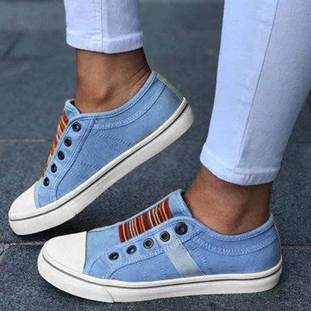 Anna | Damen Sneaker Slip-on mit Lebendigen Streifen für Freizeitoutfits