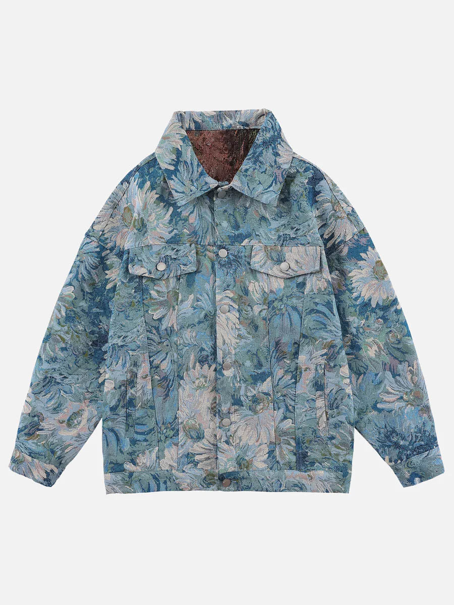 Flower Denim Jacket for Women – Stylish and Versatile Transitional Jacket in Blue