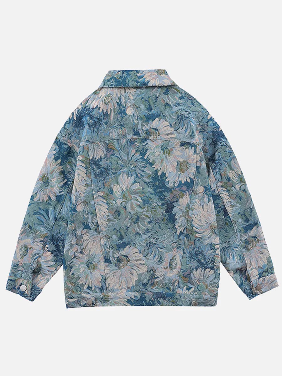 Flower Denim Jacket for Women – Stylish and Versatile Transitional Jacket in Blue