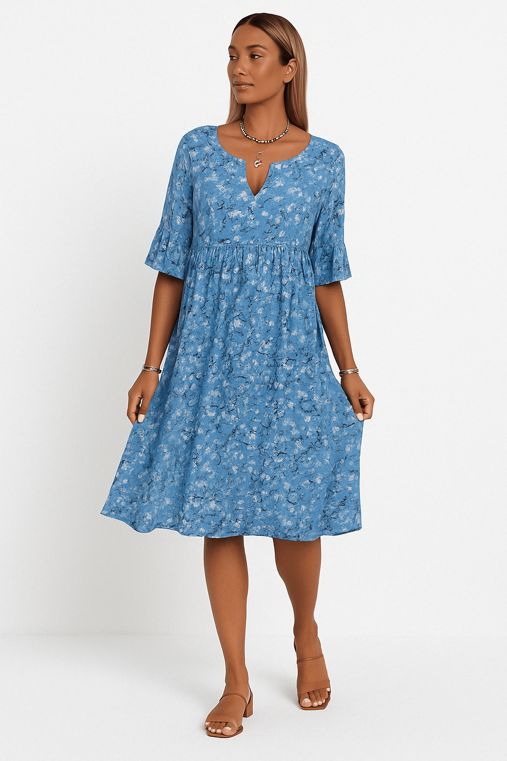 Floral dress for women with flowing design and elegant pattern