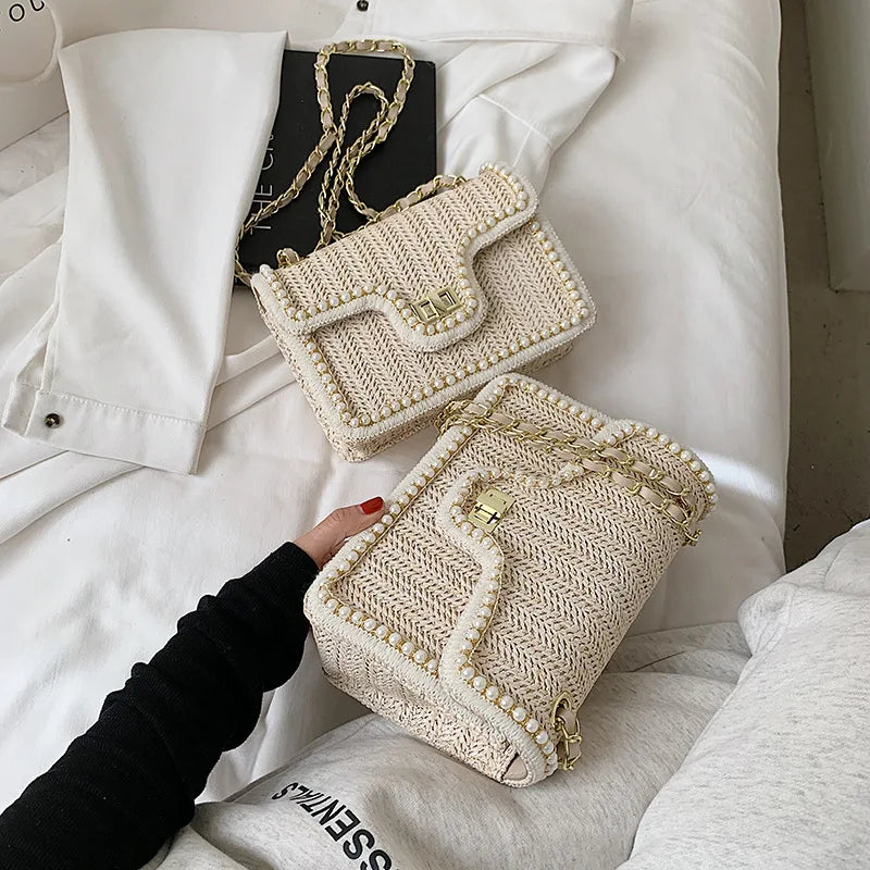 Boho Tote Bag mit Perlendetails