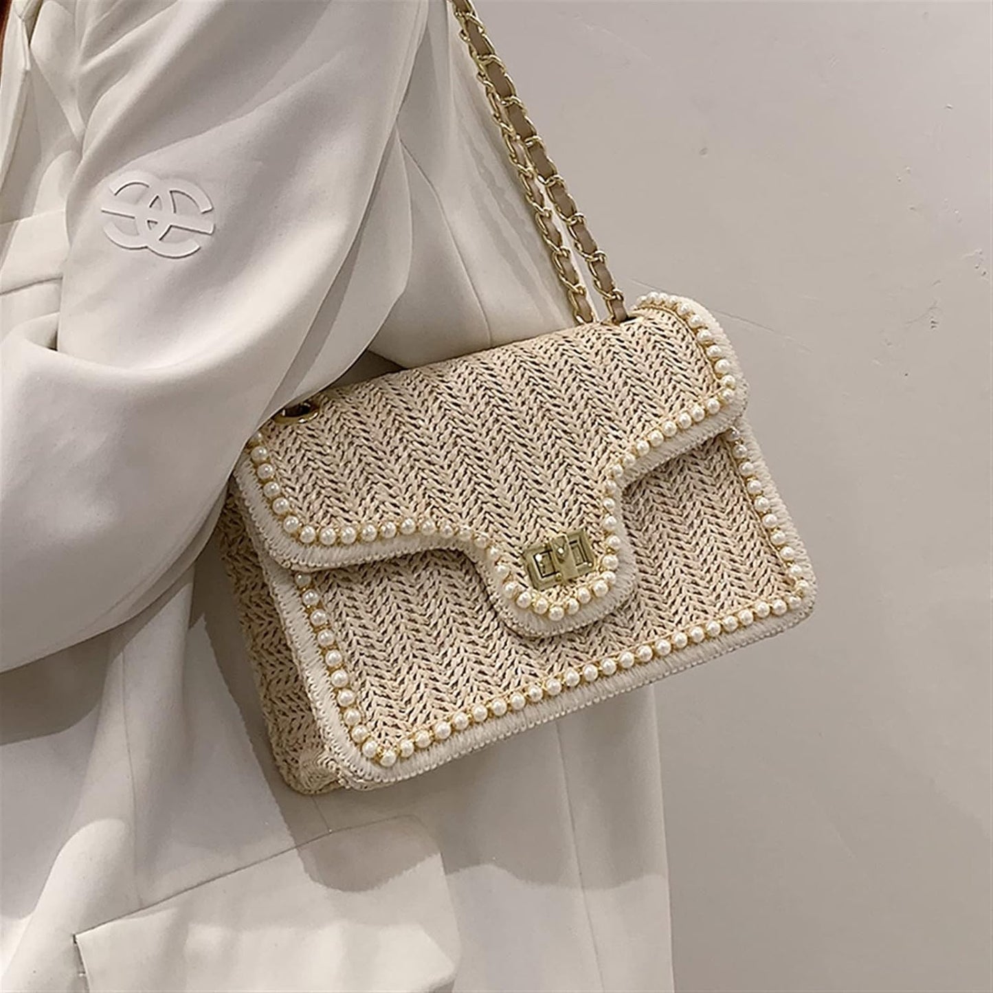 Boho Tote Bag mit Perlendetails