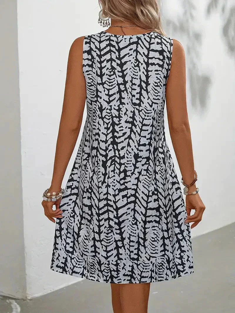 Beatrix | Bedrucktes Ärmelloses Damenkleid für Sommermode