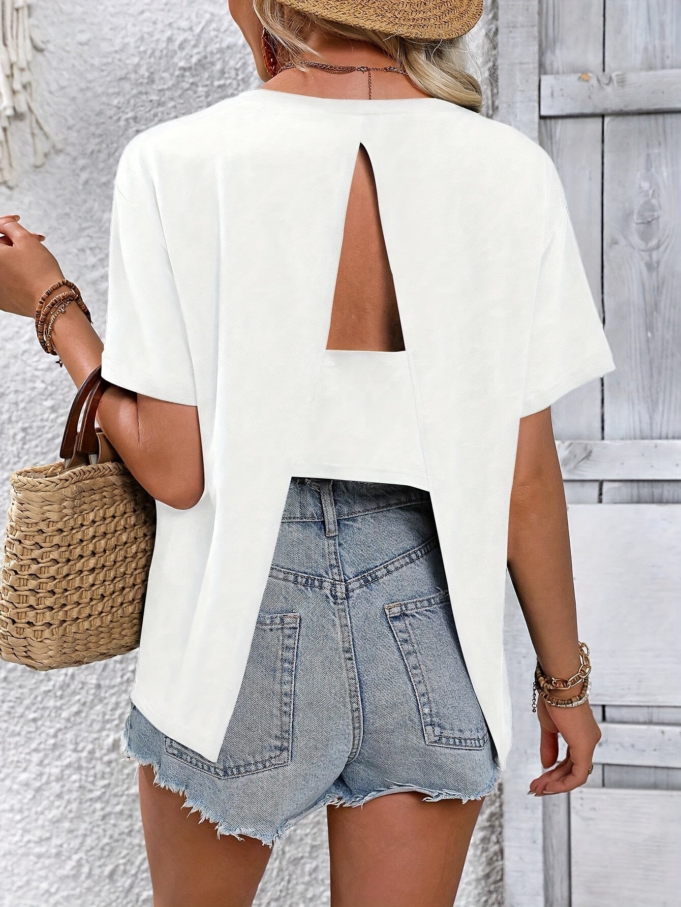 Offenes Rücken T-Shirt für Damen