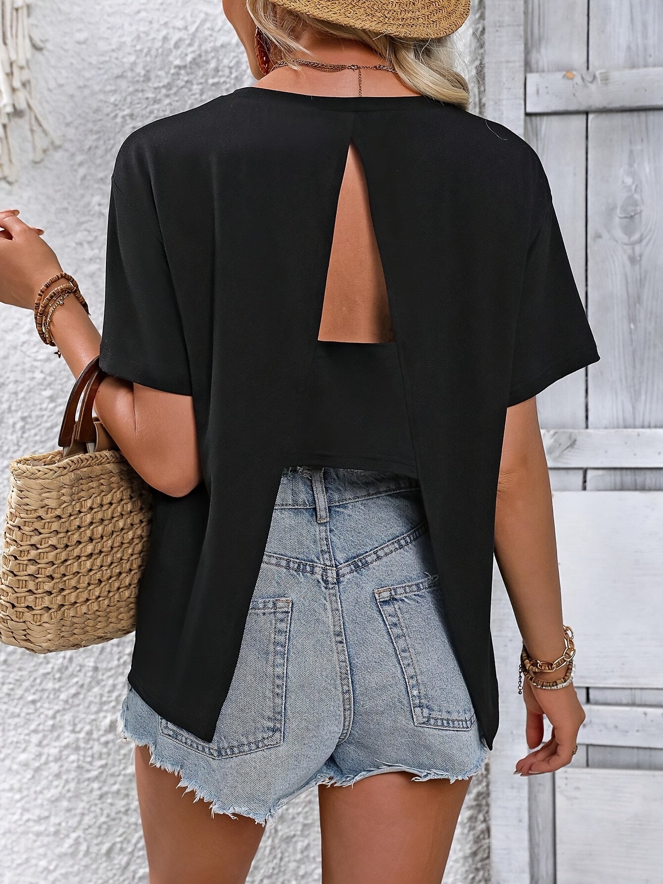 Variant image for Sloan Offenes Rücken T-Shirt für Damen | Trendy Sommeroberteil-5