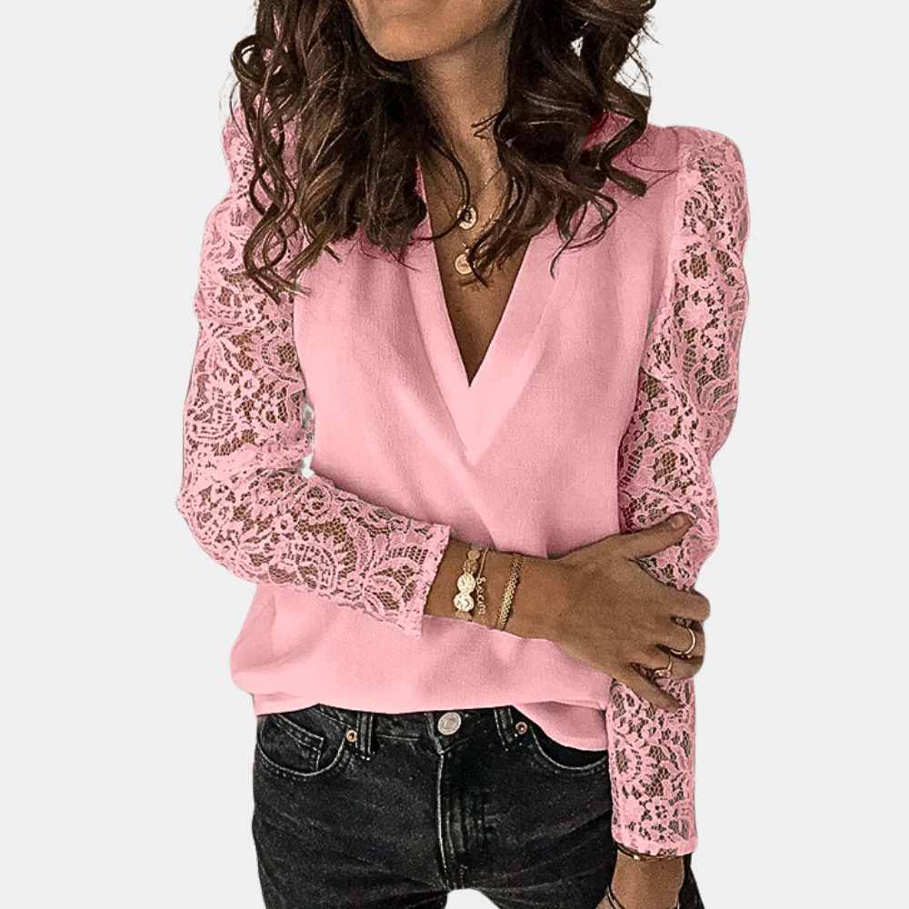 Variant image for Elegante Damen Bluse Schwarz Größe M Polyester V-Ausschnitt-19
