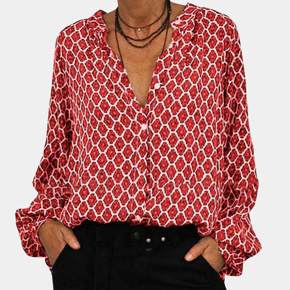Camille | Damen Bluse Mit V-Ausschnitt