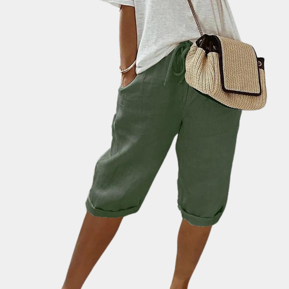 Variant image for Damen Shorts Beige Größe M Baumwolle Leinen, Kurze Hosen für Damen, Bequeme Passform, Vielseitig für Freizeit und Arbeit-6