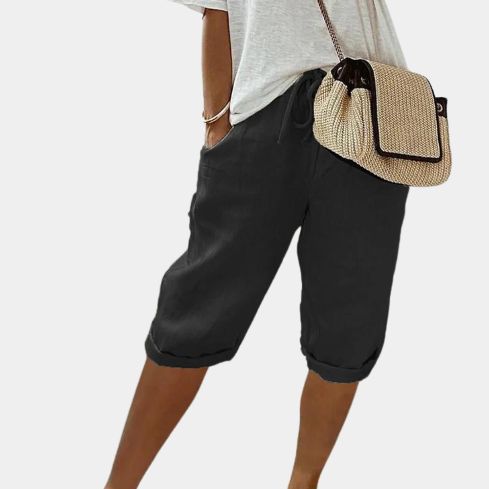 Variant image for Damen Shorts Beige Größe M Baumwolle Leinen, Kurze Hosen für Damen, Bequeme Passform, Vielseitig für Freizeit und Arbeit-11