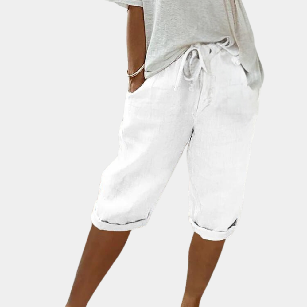 Variant image for Damen Shorts Beige Größe M Baumwolle Leinen, Kurze Hosen für Damen, Bequeme Passform, Vielseitig für Freizeit und Arbeit-21