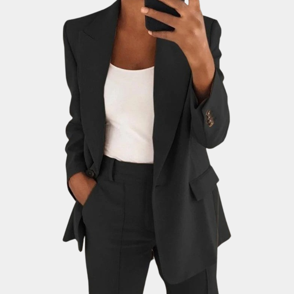 Variant image for Damen 2-teiliges Set Schwarz Größe M Polyester Blazer und Hose-11