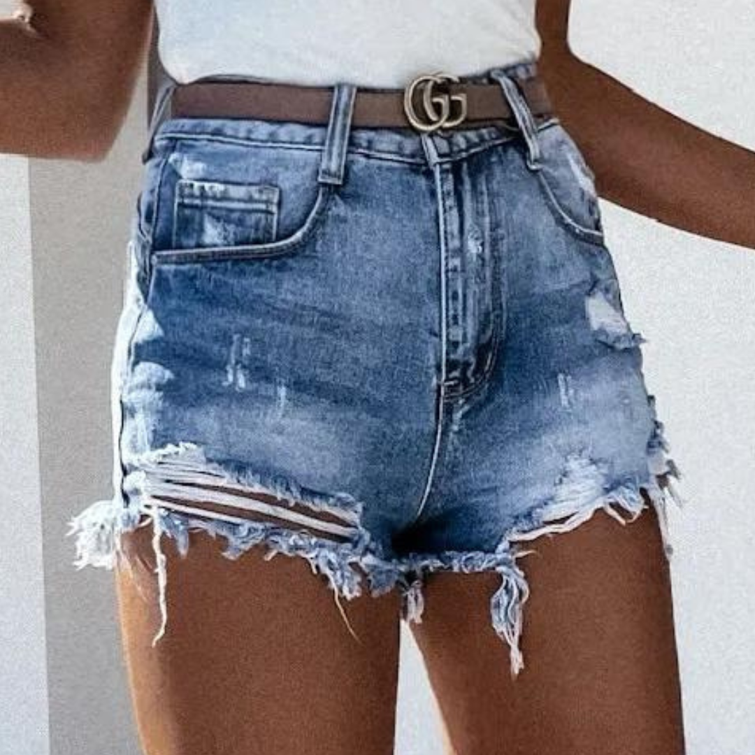 Variant image for Kurze Hosen Damen Blau Größe M Baumwolle - Trendige Denim Shorts für Damen-1