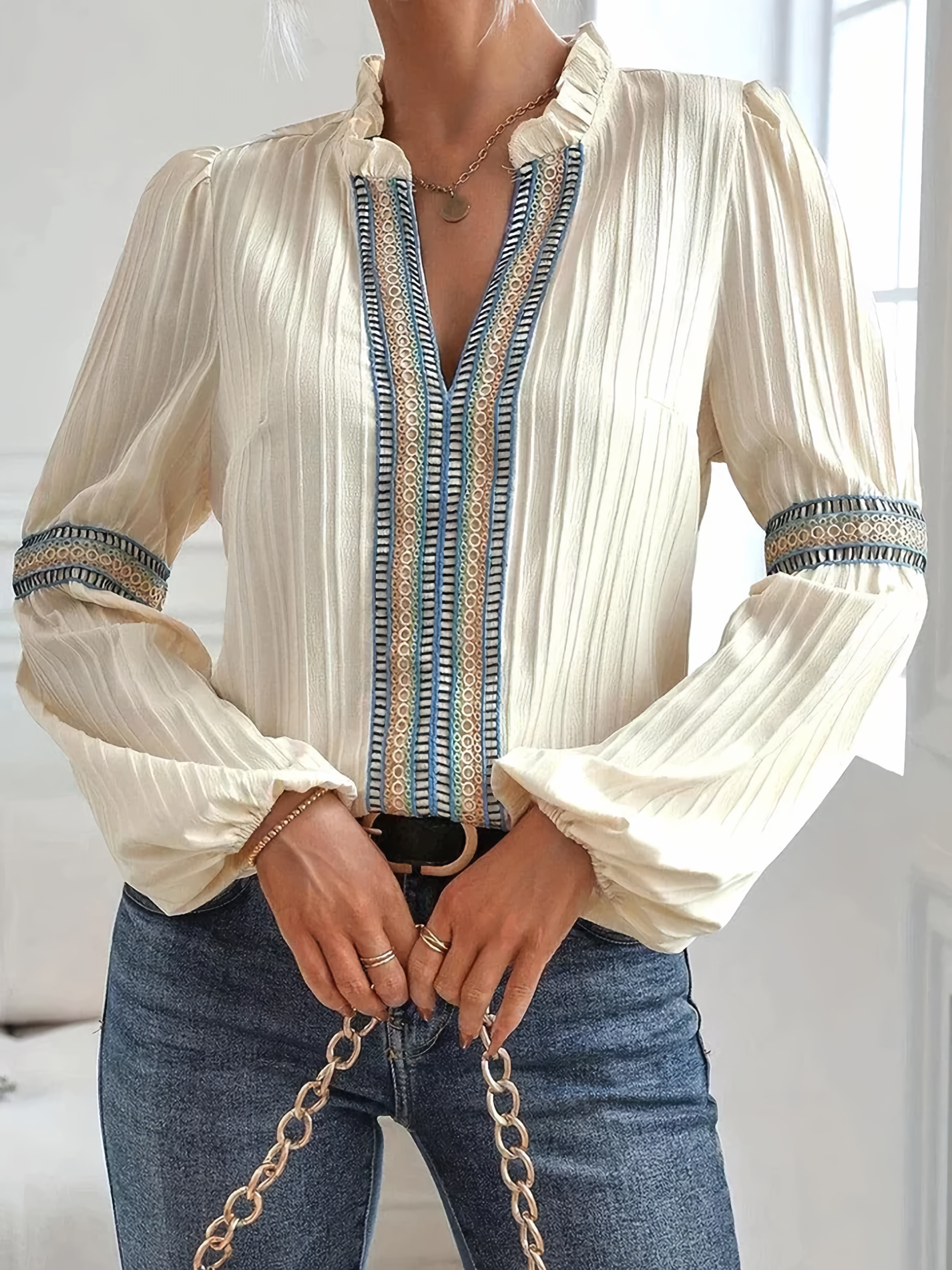 Variant image for Beatrix | Elegante Bluse Damen mit Rüschenkragen aus Bio-Polyester-1