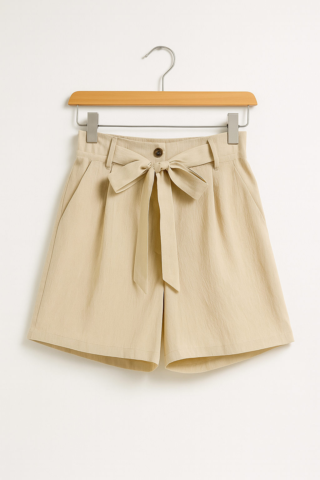 Shorts med hög midja och knytbälte