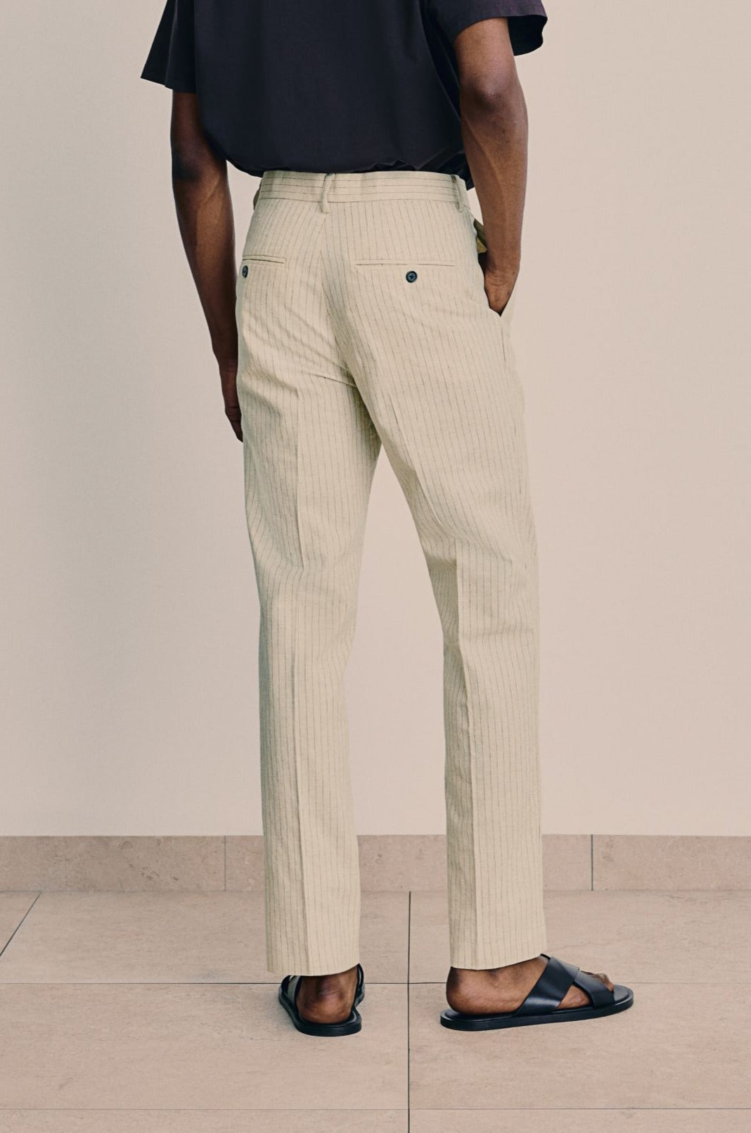 Chino-Hosen mit geradem Bein aus Baumwolle und Leinen