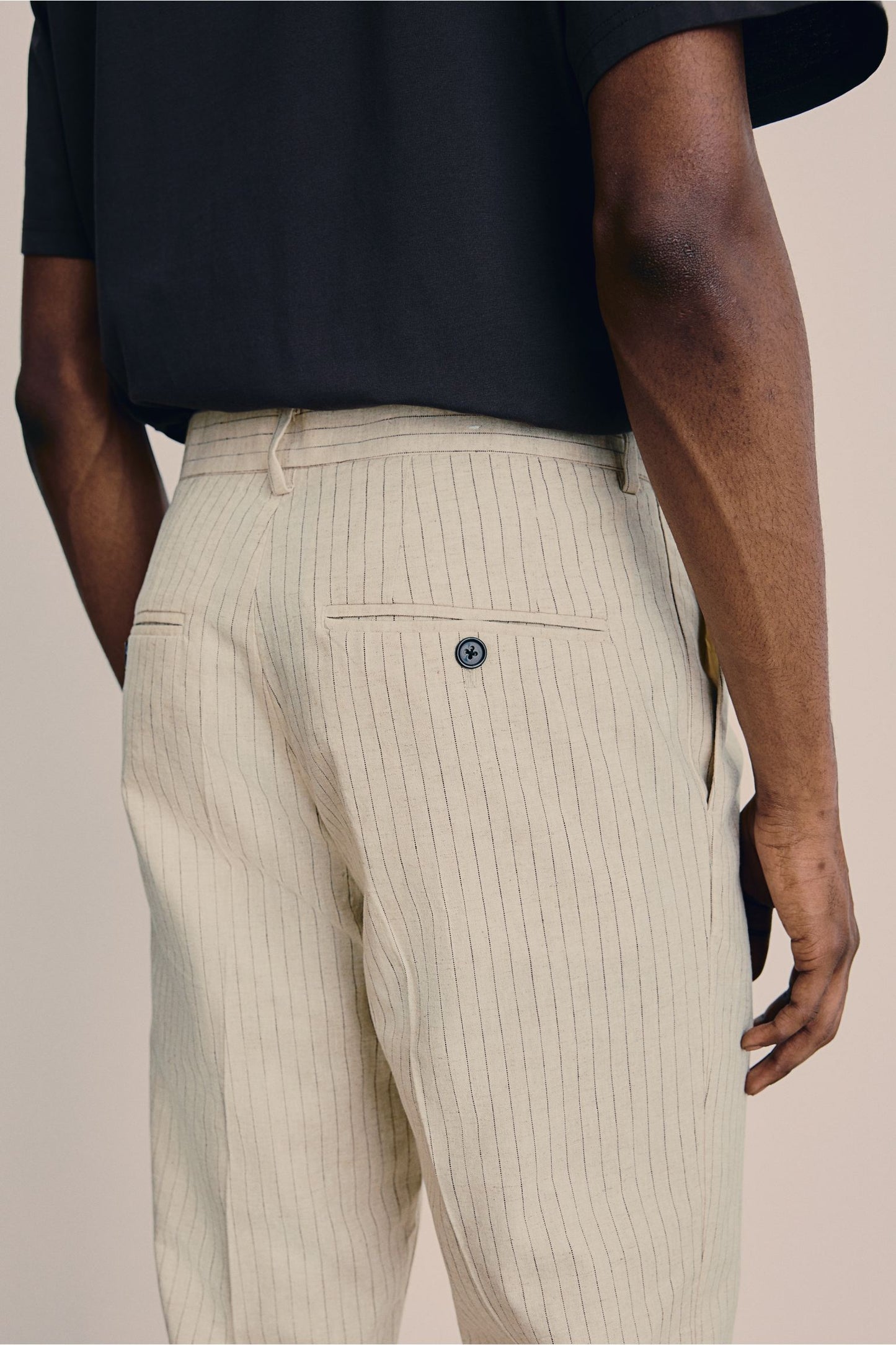 Chino-Hosen mit geradem Bein aus Baumwolle und Leinen