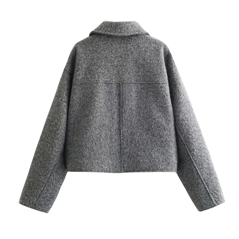 Cropped Tweed Winterjacke Damen