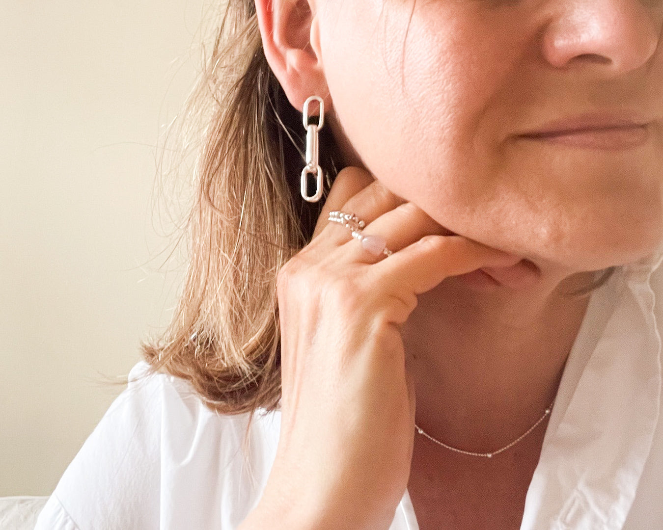 Beatrix | Ohrringe Silber im Paperclip-Design