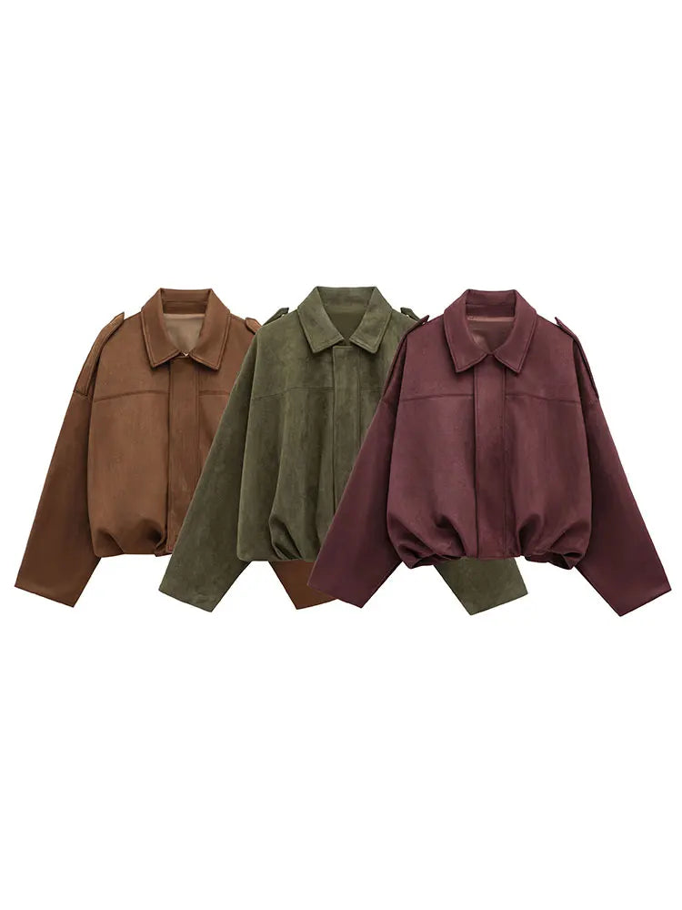 Women's bomber jacket made of suede