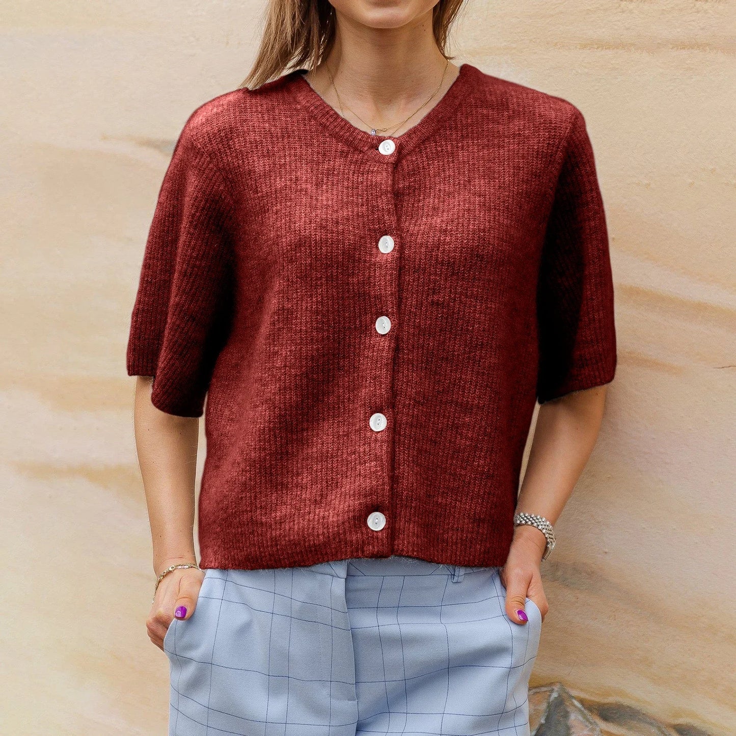 Damen Cardigan Mit Knopfverschluss
