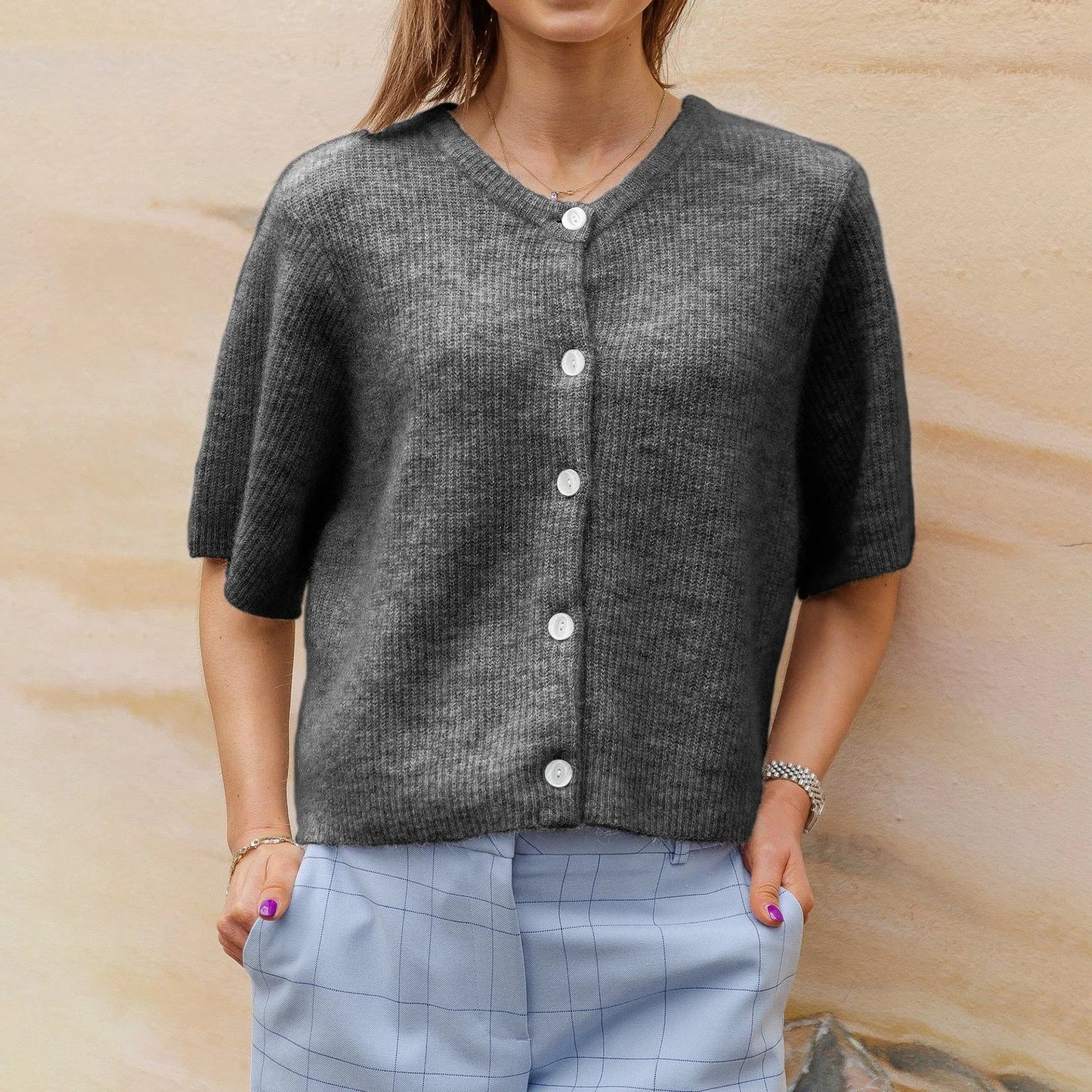 Damen Cardigan Mit Knopfverschluss