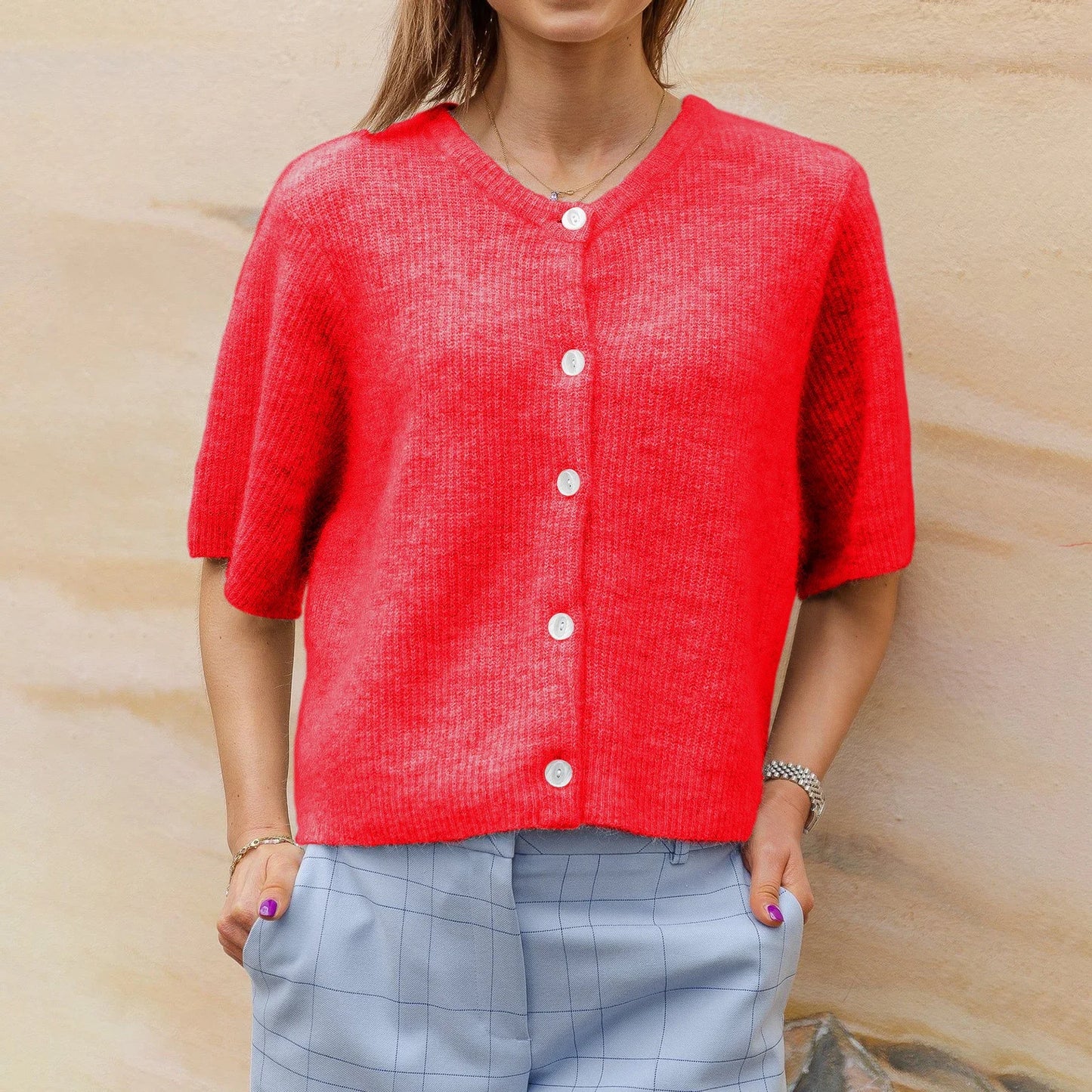 Damen Cardigan Mit Knopfverschluss