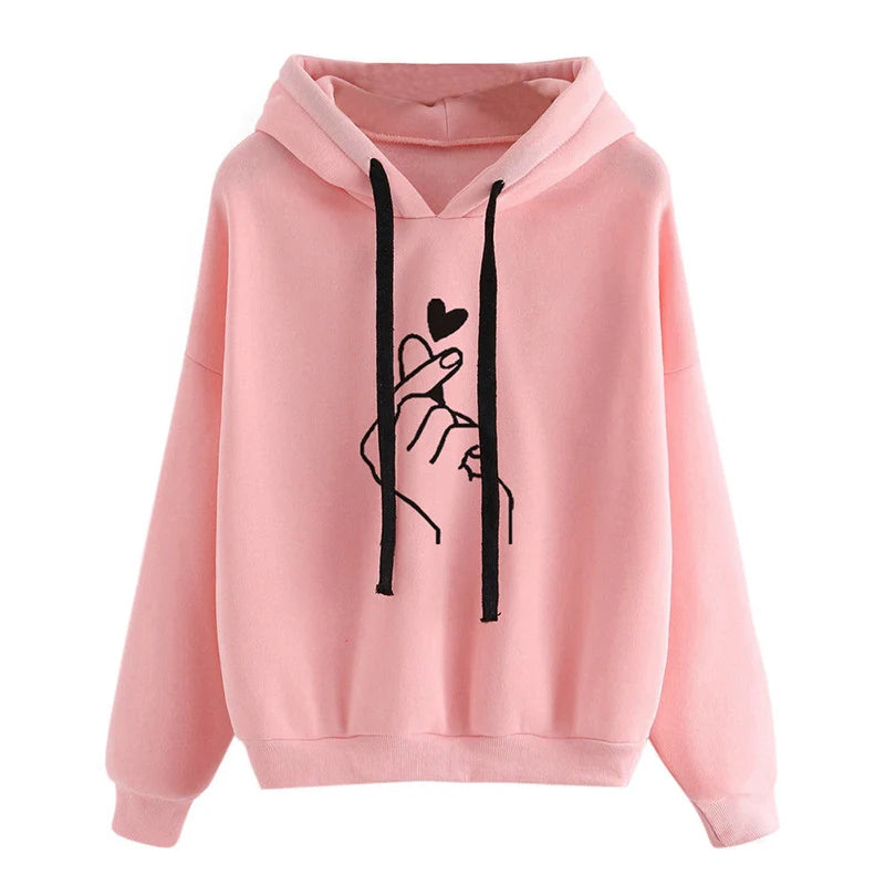 Damen Hoodie aus Fleece mit Fingerherz-Motiv
