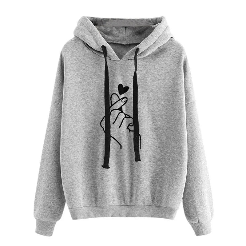 Damen Hoodie aus Fleece mit Fingerherz-Motiv