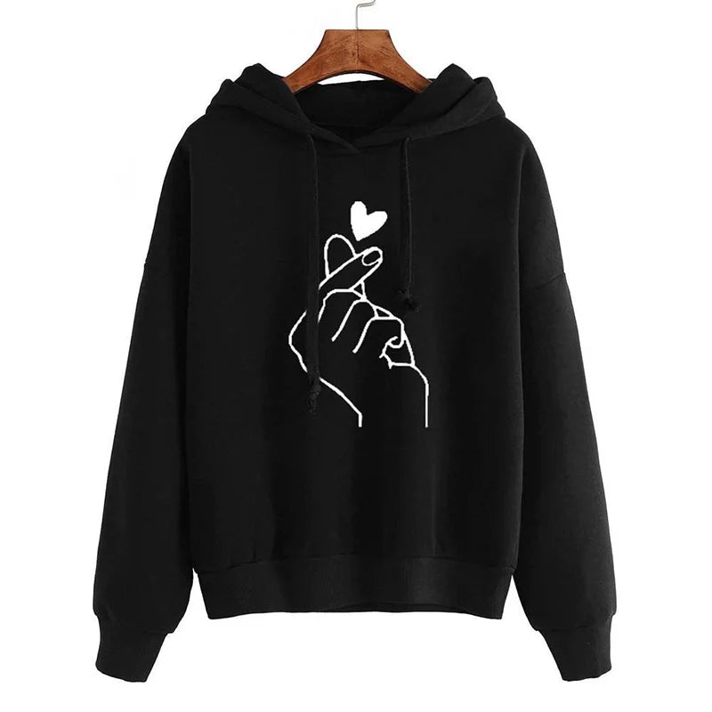 Damen Hoodie aus Fleece mit Fingerherz-Motiv