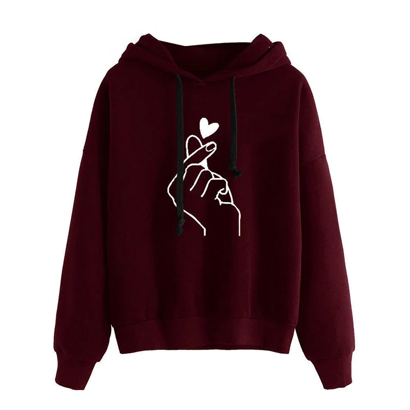Damen Hoodie aus Fleece mit Fingerherz-Motiv