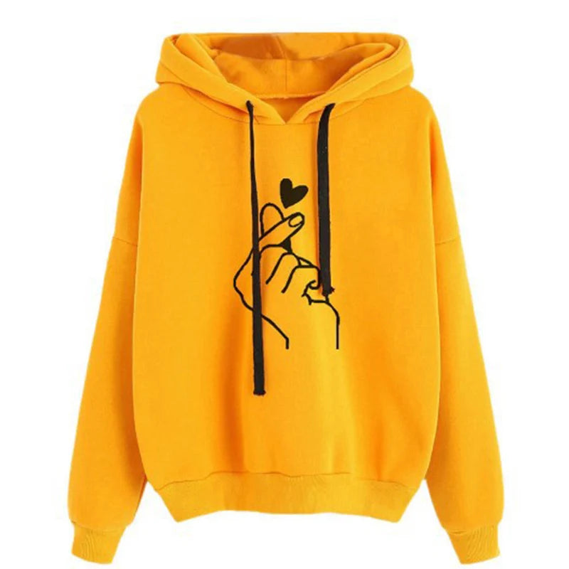 Damen Hoodie aus Fleece mit Fingerherz-Motiv