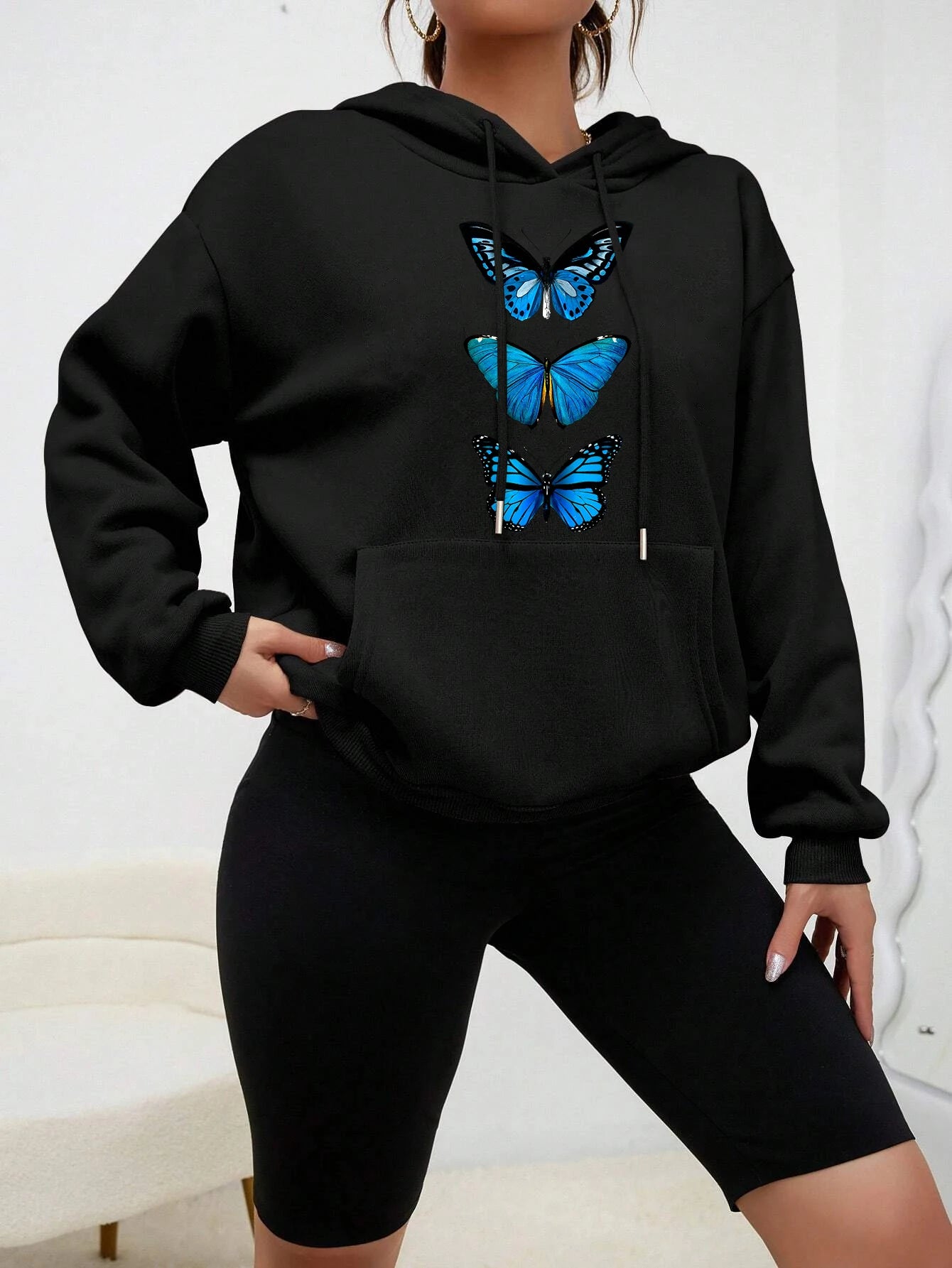 Damen Hoodie mit Schmetterlingsdesign