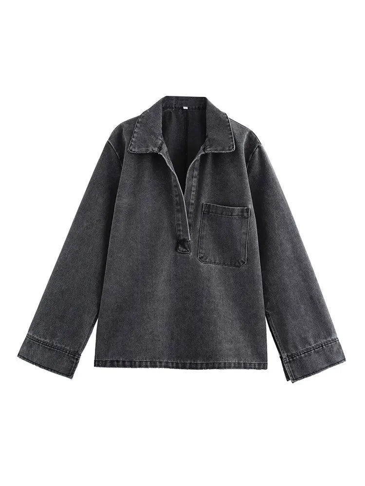Damen Set mit Turn-down Kragen und Hoher Taille