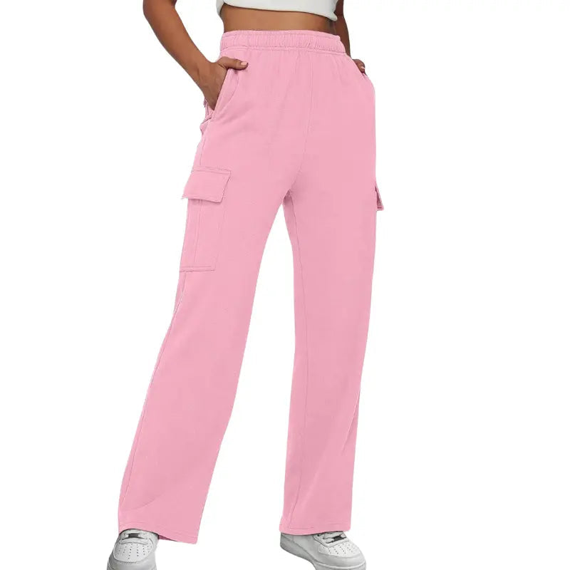 Damen Jogginghose mit Hohem Bund und Weitem Bein – Verstellbarer Bund und Funktionale Taschen 12