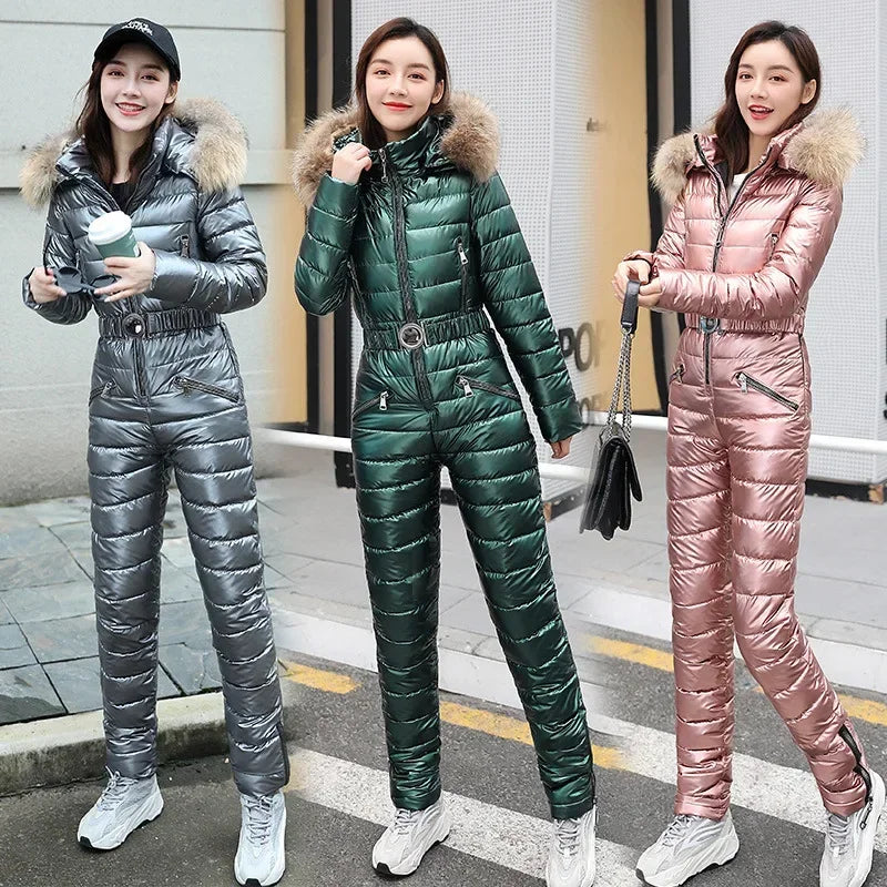 Damen Jumpsuit mit Kapuze und Reißverschluss