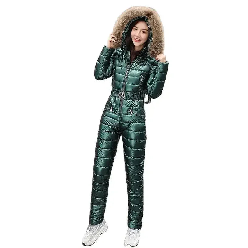 Damen Jumpsuit mit Kapuze und Reißverschluss