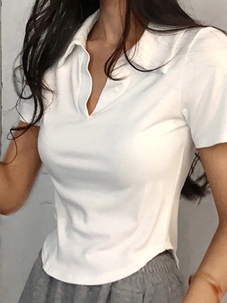 Damen Kurzarm V-Ausschnitt Bluse