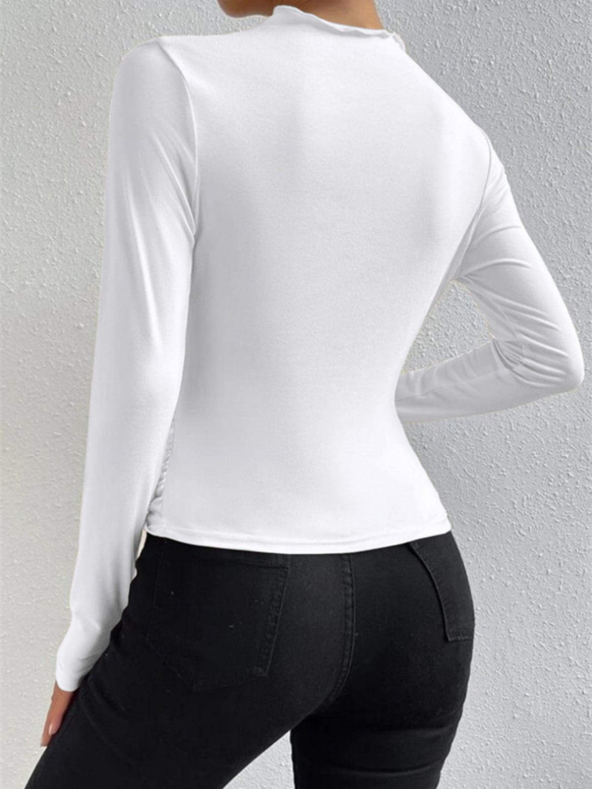 Langarm Top mit Eleganten Falten und Hohem Stretchkomfort