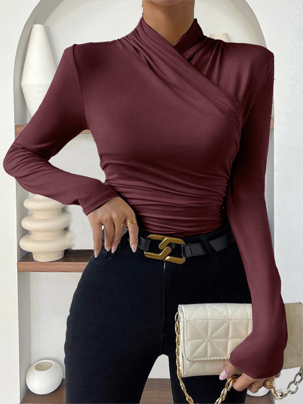 Damen Oberteil mit elegantem Wickeldesign