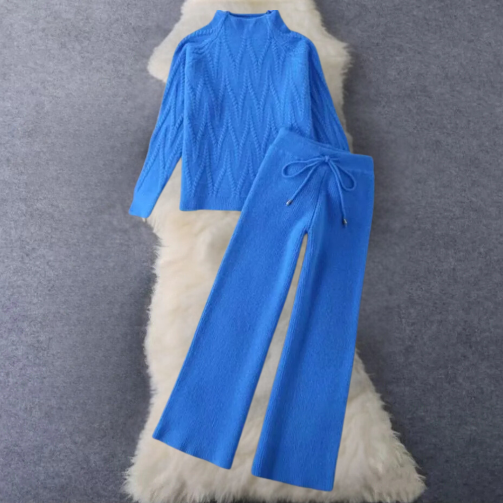 Damen Pullover- und Hosen-Set mit Struktur